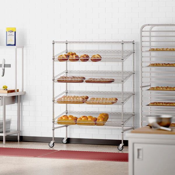 A Regency chrome wire rack with bread on it.