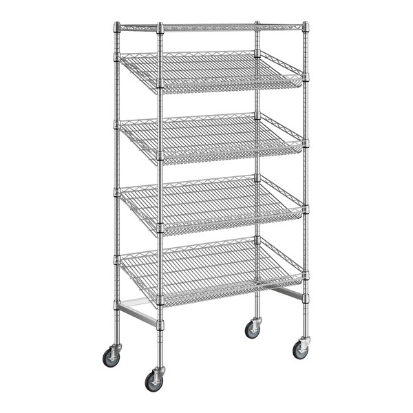 5-tier wire shelf with casters, outlet chrome