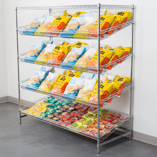 Regency Chrome 5Shelf Angled Stationary Merchandising Rack 24" x 60