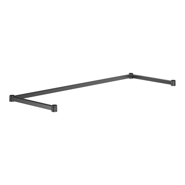 A long black metal frame for Regency wire shelving with holes on a white background.