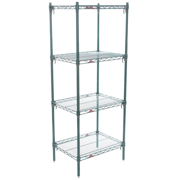 A Metroseal 3 wire shelving unit with 4 shelves.