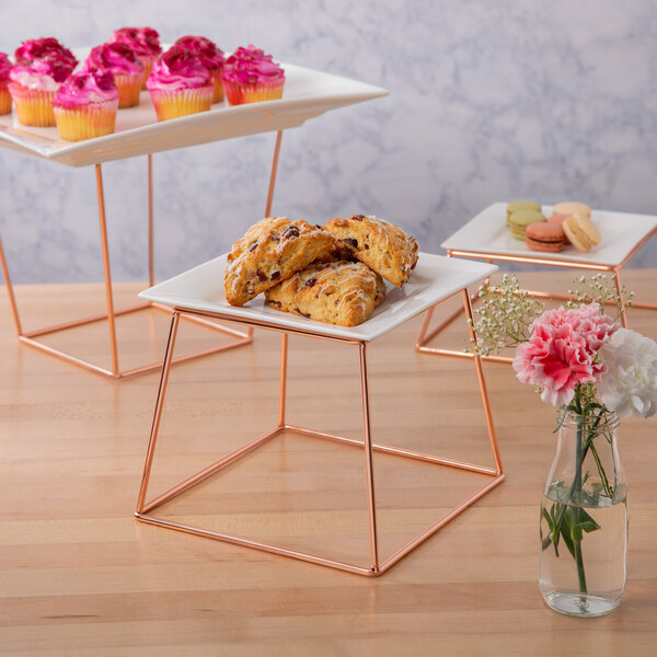 Choice 7" Square Rose Gold Metal Display Stand