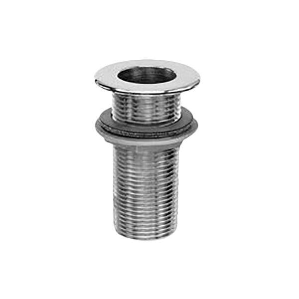 A stainless steel Fisher deck flange with threaded pipe fitting.