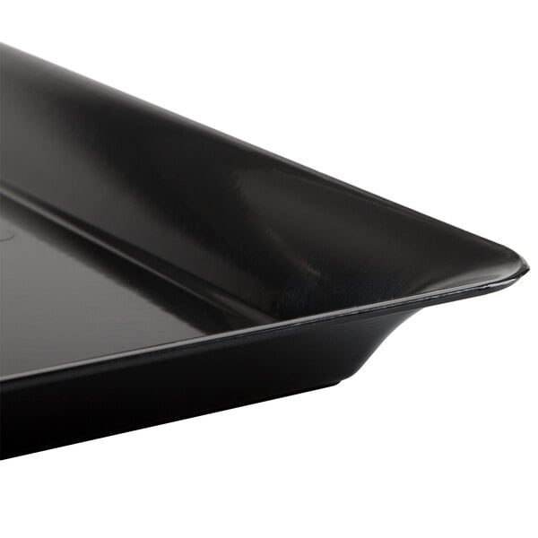 A Fineline black plastic square catering tray.
