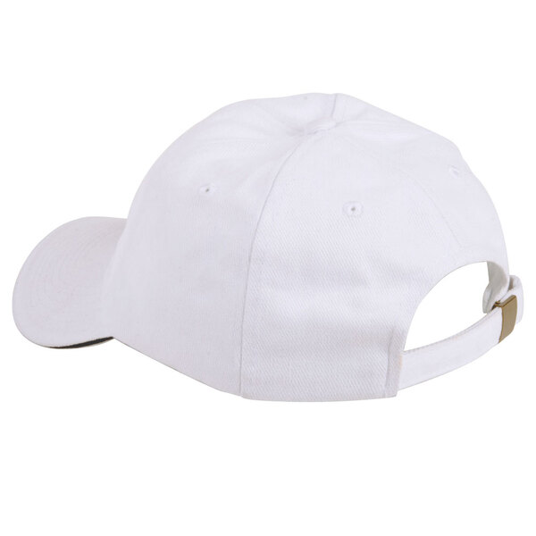 A white Chef Revival baseball cap with a black logo on the front.