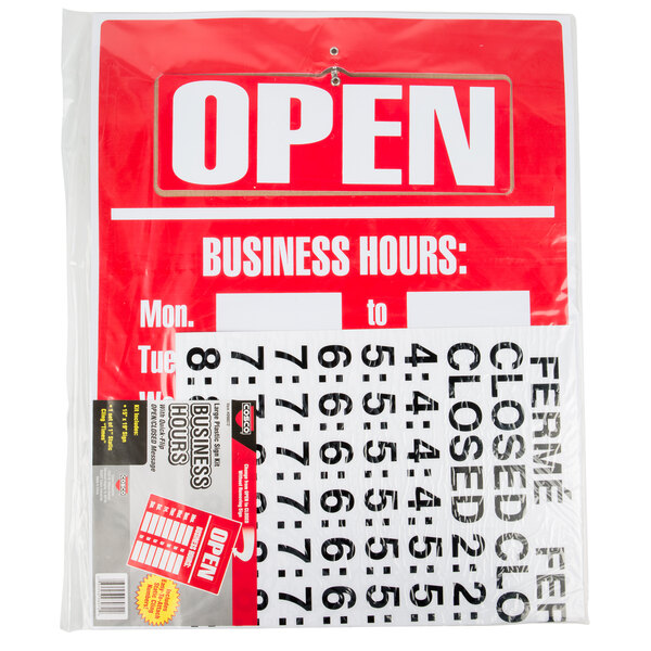Business Hours Cosco Sign Kit 098071 8 x 12 Inches 