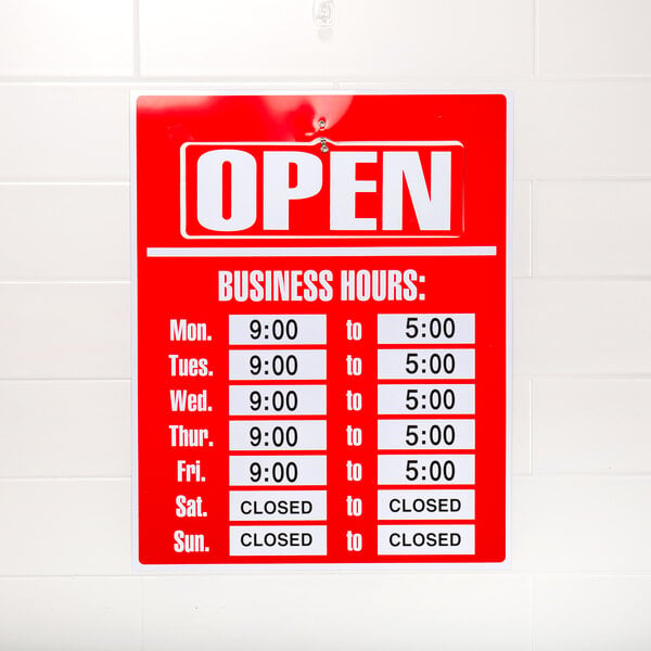 Sign "Business Hours" 