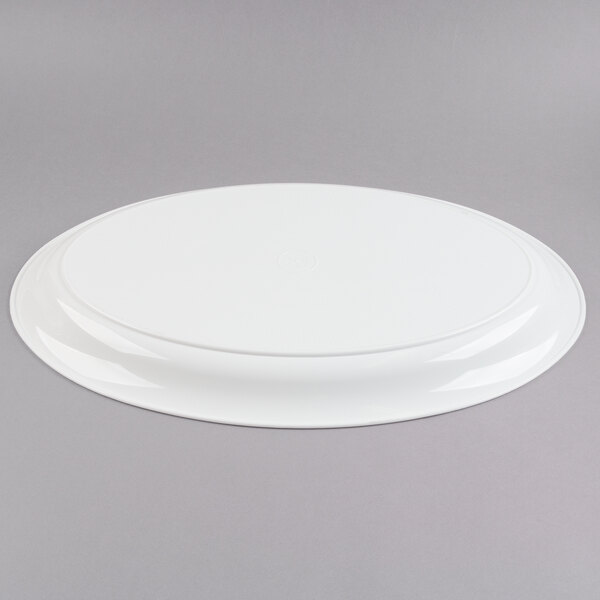 A white Fineline plastic oval catering tray.
