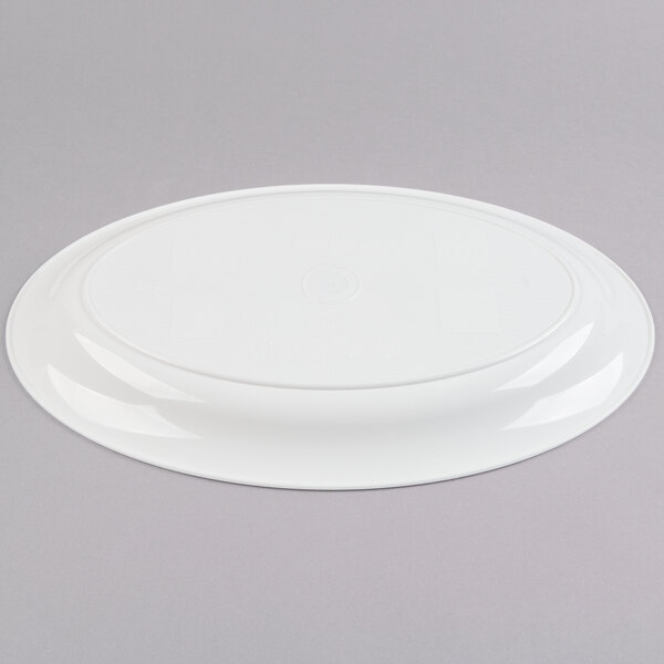 A white Fineline plastic oval catering tray.