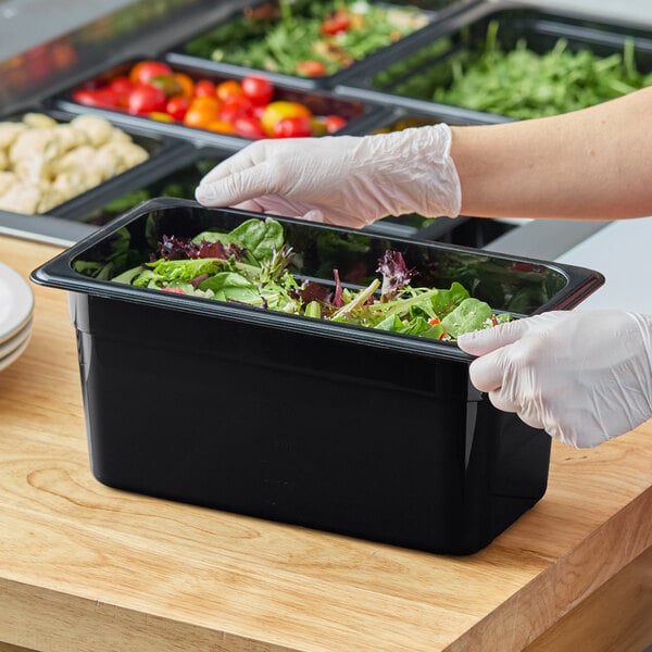 Carlisle 3066203 StorPlus 1/3 Size Black Polycarbonate Food Pan - 6" Deep