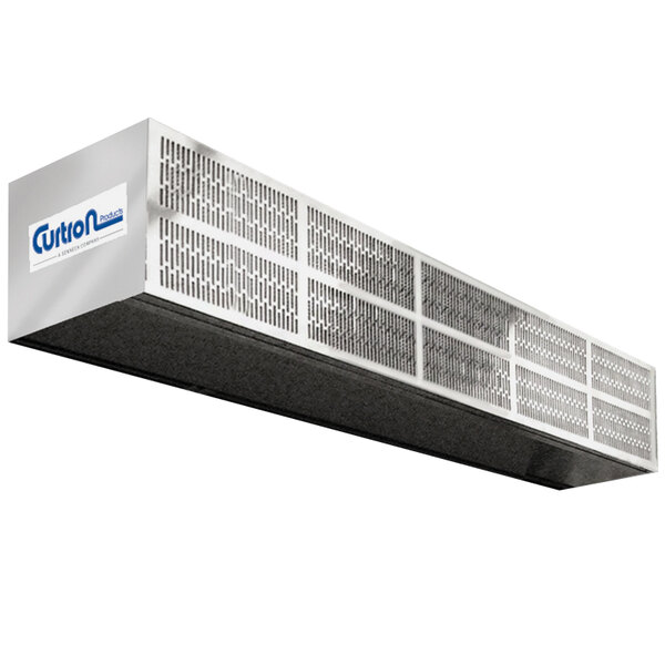 A metal air curtain with a metal vent panel.