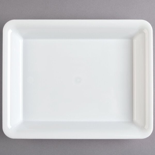 A white rectangular Fineline Platter Pleasers cater tray.