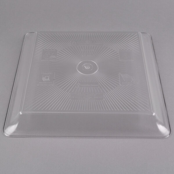 A clear plastic case of Fineline clear plastic square catering trays.