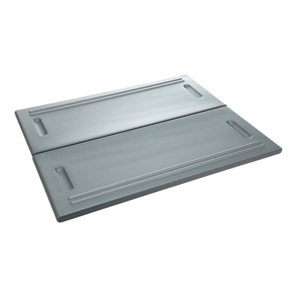 A grey plastic rectangular tray with handles.