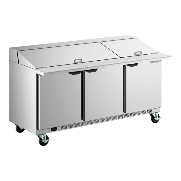 Beverage-Air SPE72HC-30M Elite Series 72" 3 Door Mega Top Refrigerated Sandwich Prep Table