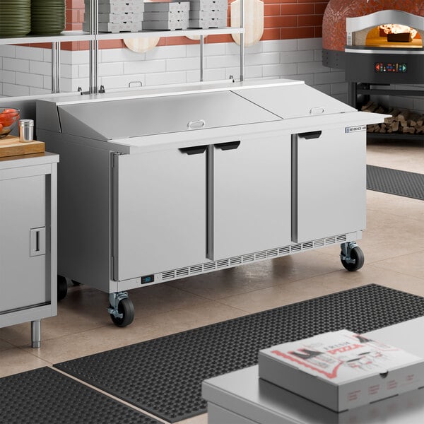 Beverage-Air SPE72HC-30M Elite Series 72" 3 Door Mega Top Refrigerated Sandwich Prep Table