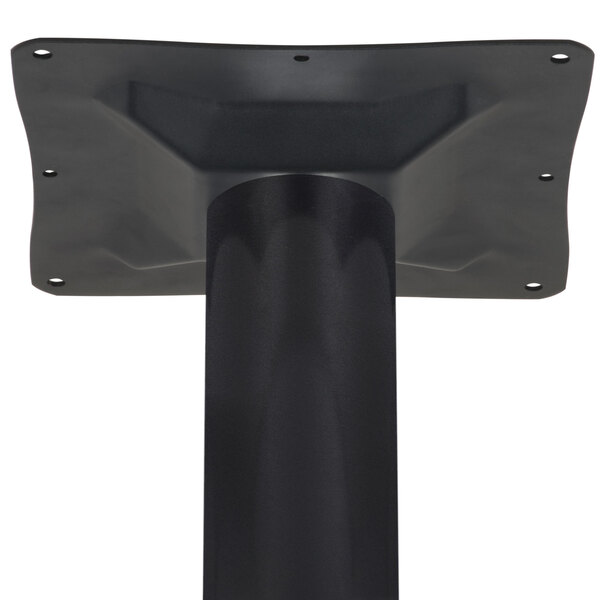 A black stamped steel BFM Seating table base with a black column.