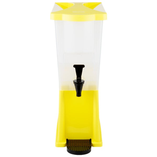 Choice 3 Gallon Yellow Slim Beverage / Juice Dispenser