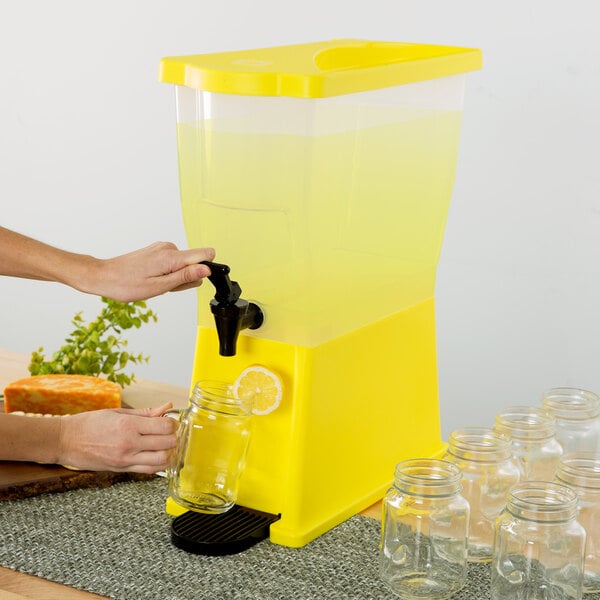 Choice 3 Gallon Yellow Slim Beverage / Juice Dispenser