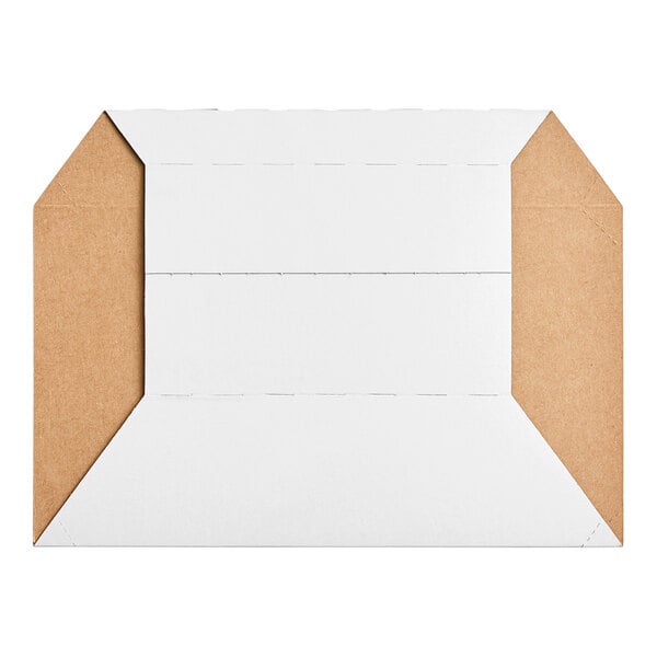 A white paper sleeve with brown corners for Southern Champion Clay Coated Kraft Food Trays.