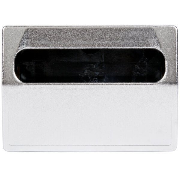 A silver rectangular Vollrath countertop napkin dispenser with a chrome faceplate.