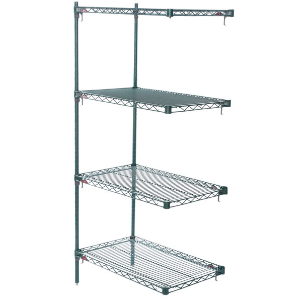 A Metroseal wire shelving add on unit with three shelves.