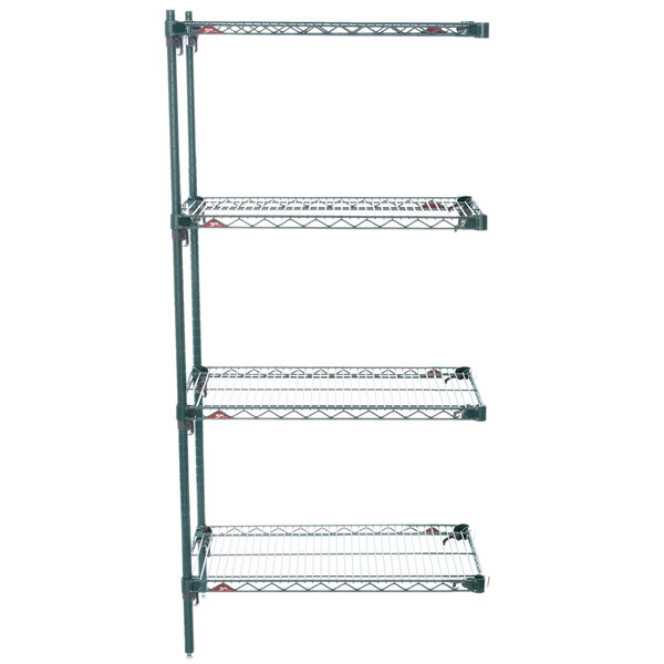 A Metro Super Erecta wire shelving add-on unit with 4 shelves.