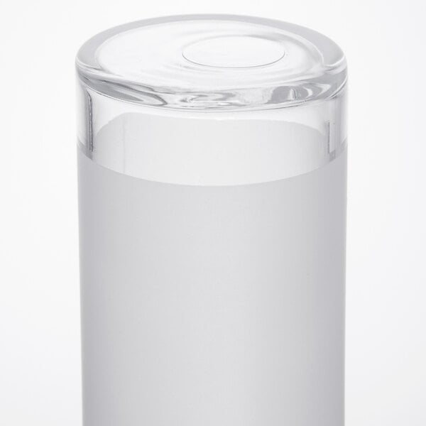 A close-up of a Libbey frosted clear lip zombie glass.