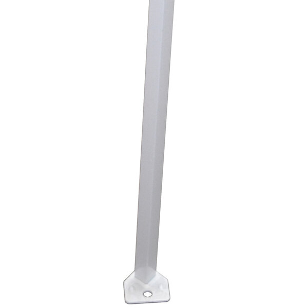 A white metal pole with a square base.