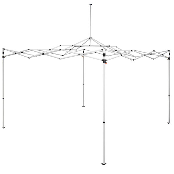 A navy Caravan Canopy tent with white poles.
