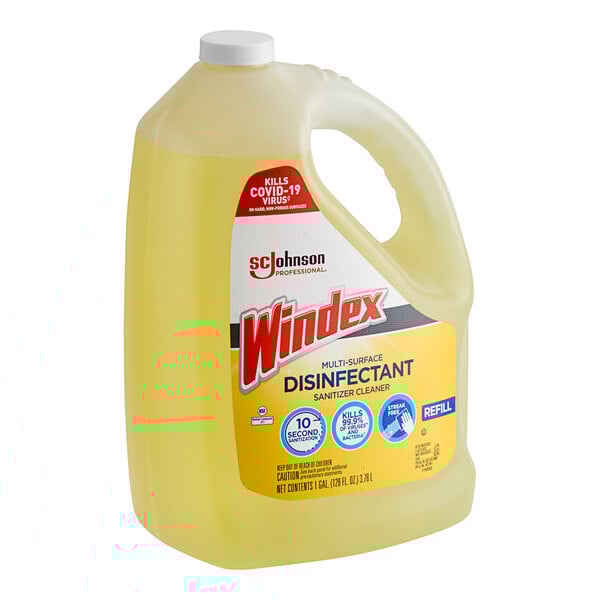 A case of four SC Johnson Windex® Multi-Surface Disinfectant gallons.