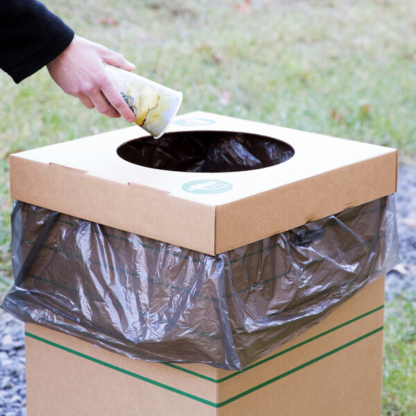 Lavex Janitorial Kraft Square Corrugated Cardboard Trash and Recycling