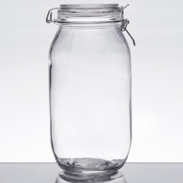 Choice 76 oz. Hinge Top Glass Storage Jar