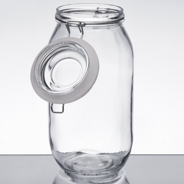 Choice 76 oz. Hinge Top Glass Storage Jar