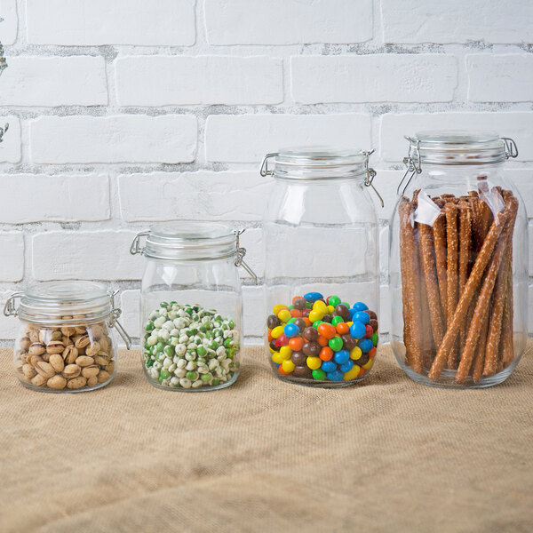 Choice 17 oz. Hinge Top Glass Storage Jar 4/Pack