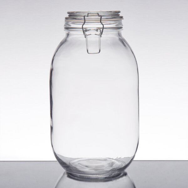 Choice 105 oz. Hinge Top Glass Storage Jar
