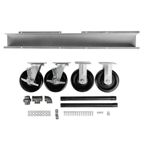 A Vulcan STACK/G-CST gas convection oven stacking kit with casters. A metal stacking kit with casters.