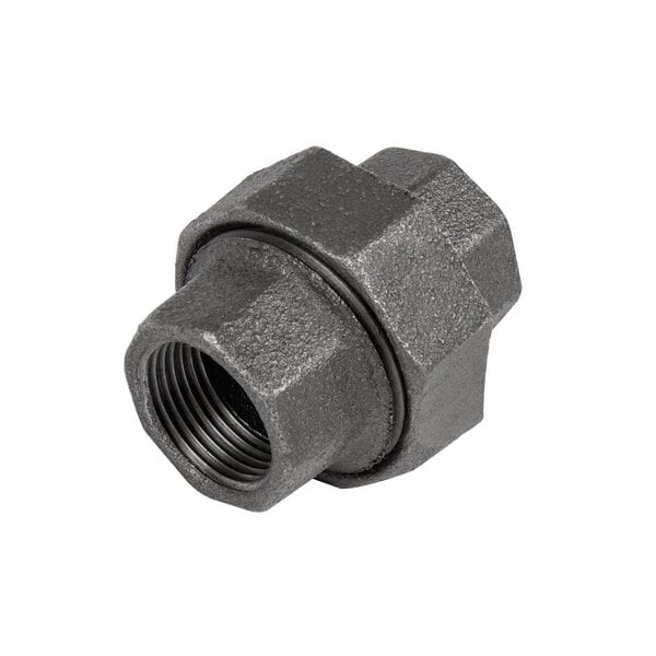 A black metal pipe fitting.