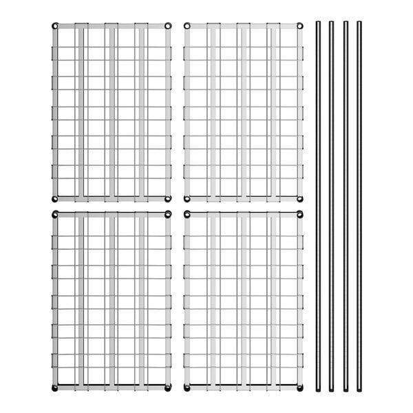 A grid of four metal bars and a metal grid.