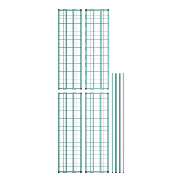 A close-up of the blue grid on a Regency Dunnage Shelving unit.