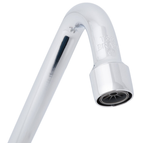 A T&S deck-mounted faucet with chrome and lever handles.