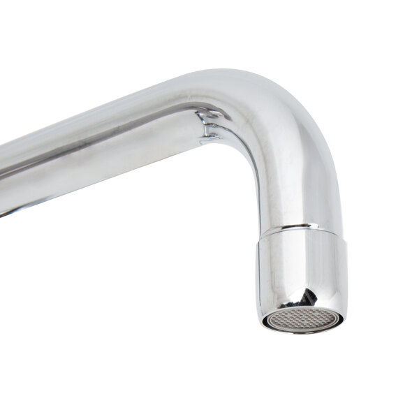 A close-up of a chrome Equip by T&S wall mounted faucet with wrist handles.