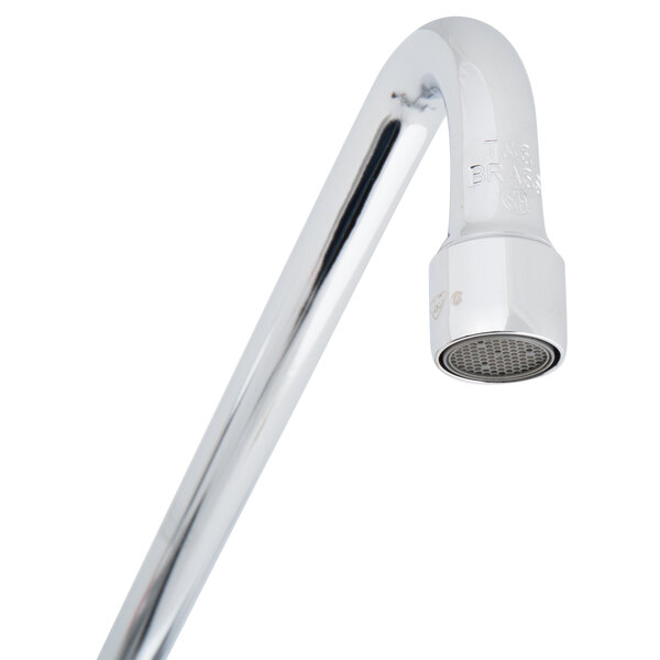 A T&S deck-mounted workboard faucet with wrist handles and a swing nozzle over a white background.