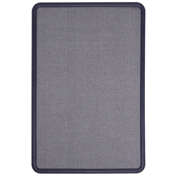 A light blue fabric bulletin board with navy blue border.
