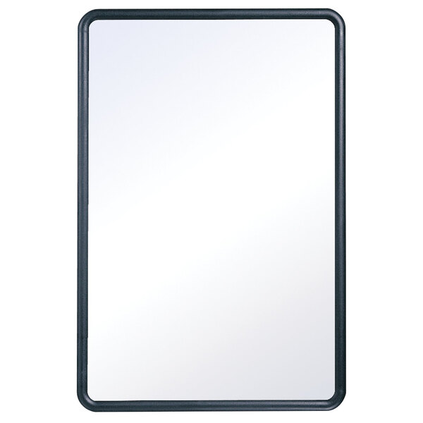 A white board with a black frame.