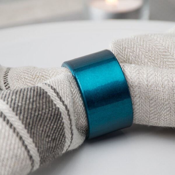Tabletop Classics AC6512BL Blue 1 3/4" Round Acrylic Blue Napkin Ring