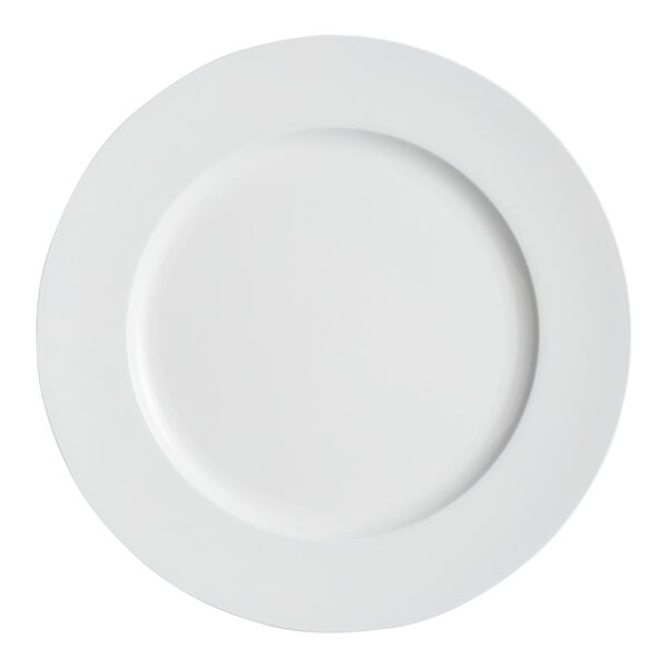 A white round plastic charger plate.