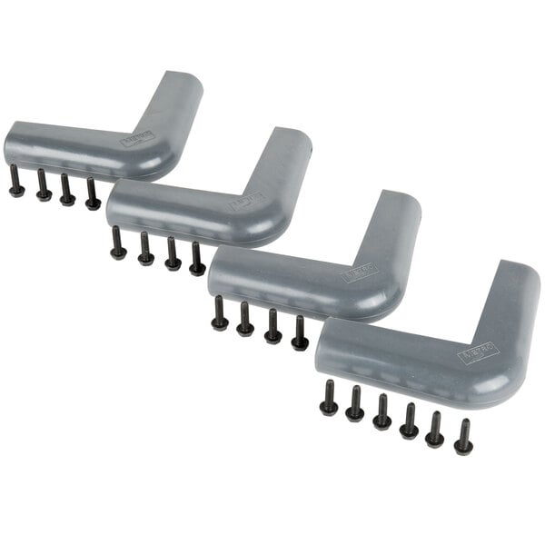 A set of four grey Metro corner bumpers with screws.