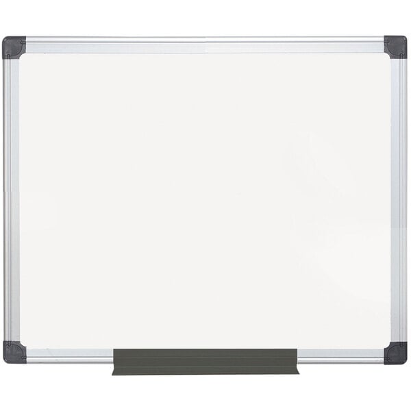 A MasterVision whiteboard with a silver aluminum frame.