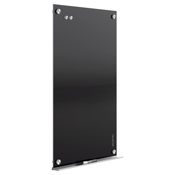 A Quartet black rectangular glass panel with a silver border.